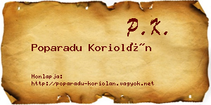 Poparadu Koriolán névjegykártya